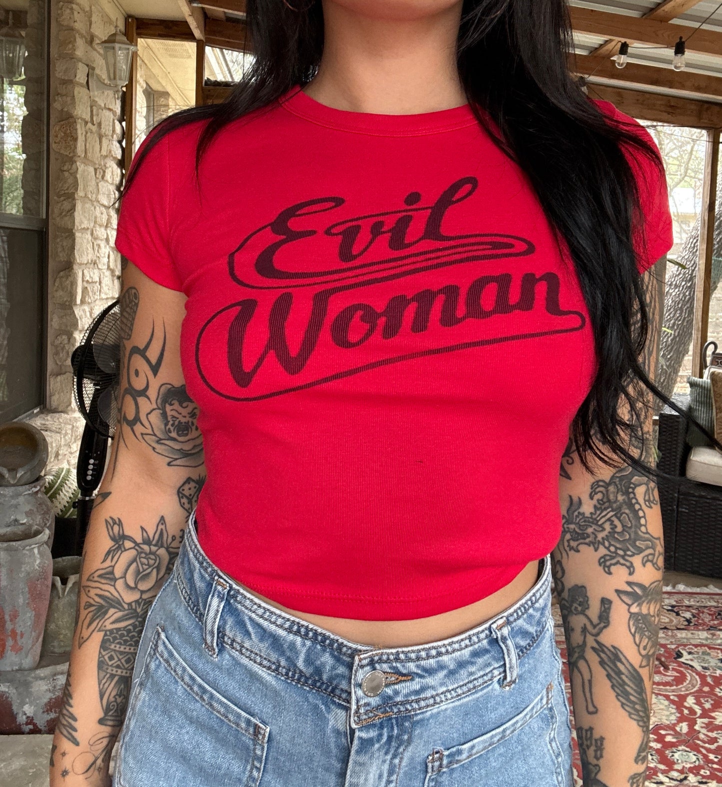 Evil Woman Red Baby Tee